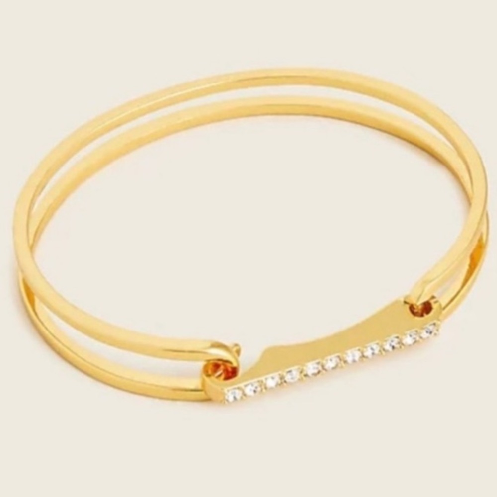 J. Crew Double Hook Bangle Bracelet Gold Plated NWT